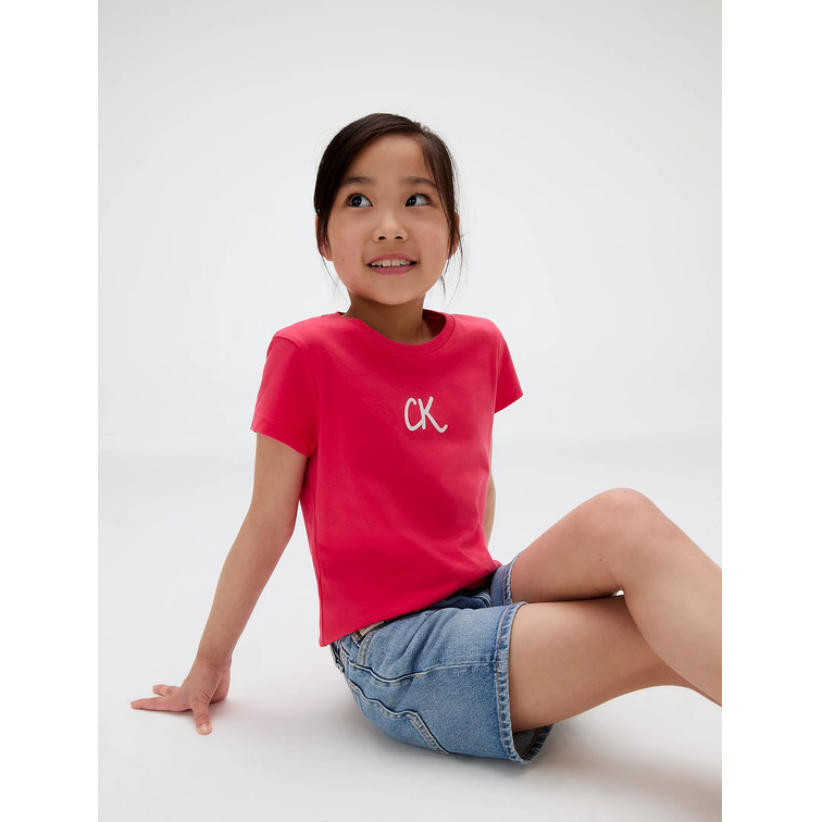 CAMISETA NIÑA  CALVIN KLEIN GLITTER CK SLIM FIT TEE