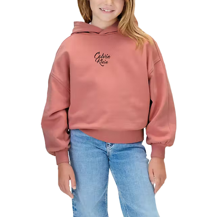SUDADERA NIÑA  CALVIN KLEIN SCRIPT LOGO GRAPHIC TERRY HOOD