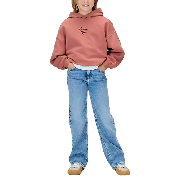 SUDADERA NIÑA  CALVIN KLEIN SCRIPT LOGO GRAPHIC TERRY HOOD