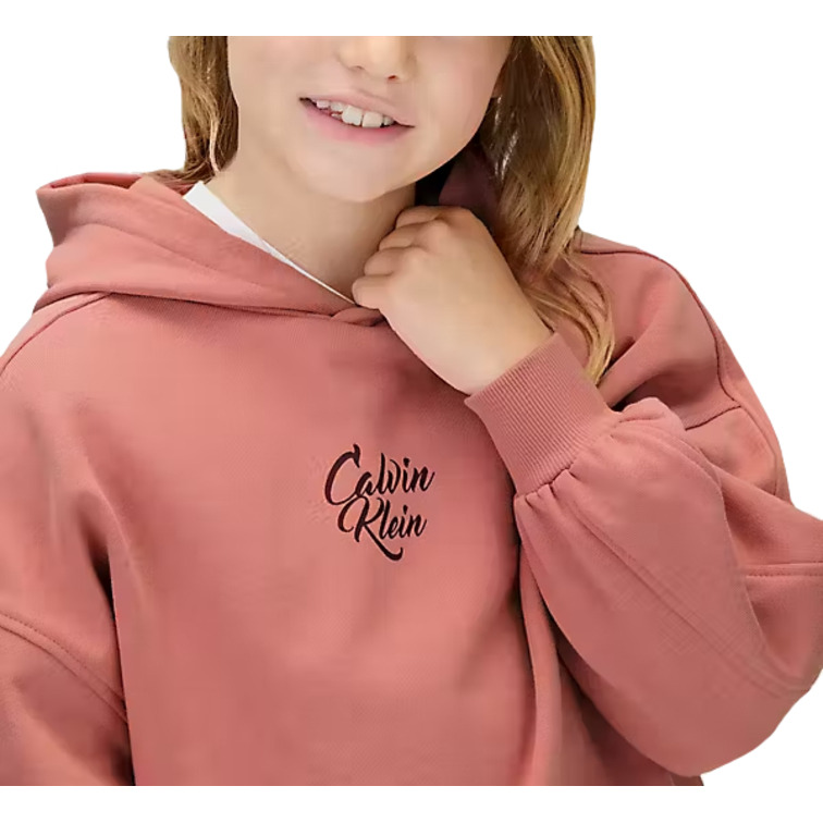 SUDADERA NIÑA  CALVIN KLEIN SCRIPT LOGO GRAPHIC TERRY HOOD