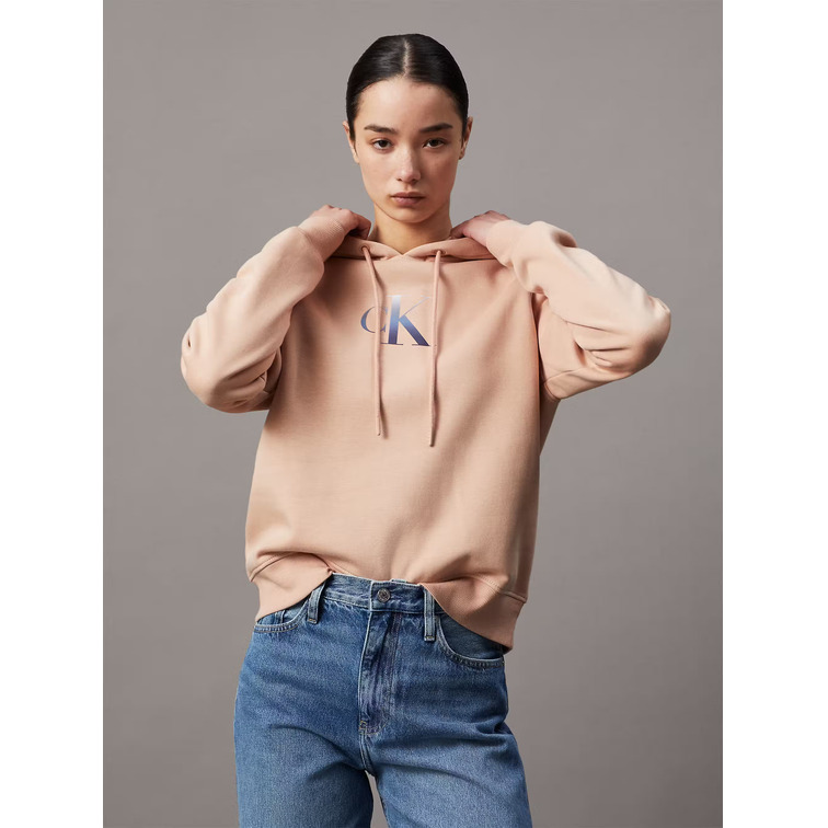 SUDADERA CON CAPUCHA MUJER CALVIN KLEIN CON MONOGRAMA FIT REGULAR