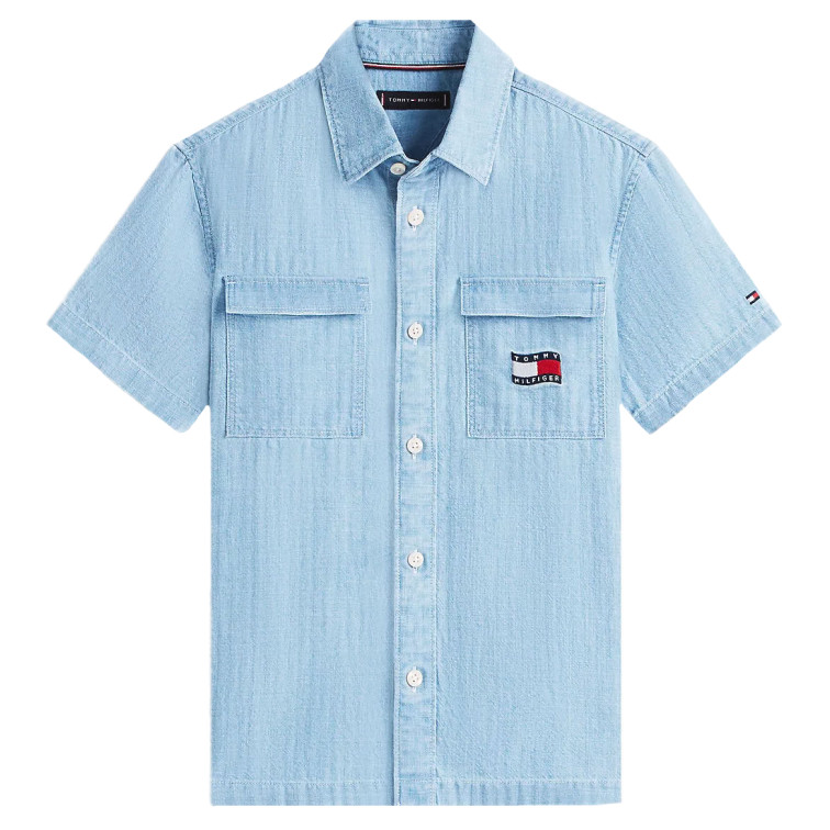 CAMISA NIÑO  TOMMY HILFIGER WAVY FLAG HERRINGBONE SHIRT SS