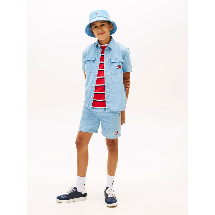 CAMISA NIÑO  TOMMY HILFIGER WAVY FLAG HERRINGBONE SHIRT SS