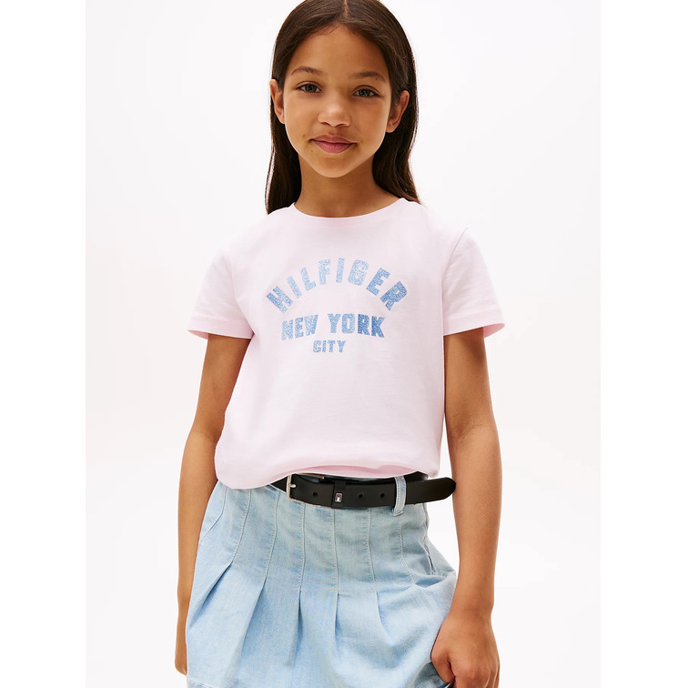 CAMISETA NIÑA TOMMY HILFIGER LOGO NYC CON PURPURINA