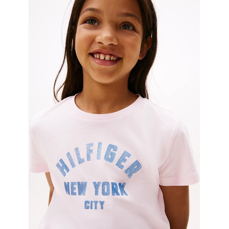 CAMISETA NIÑA TOMMY HILFIGER LOGO NYC CON PURPURINA