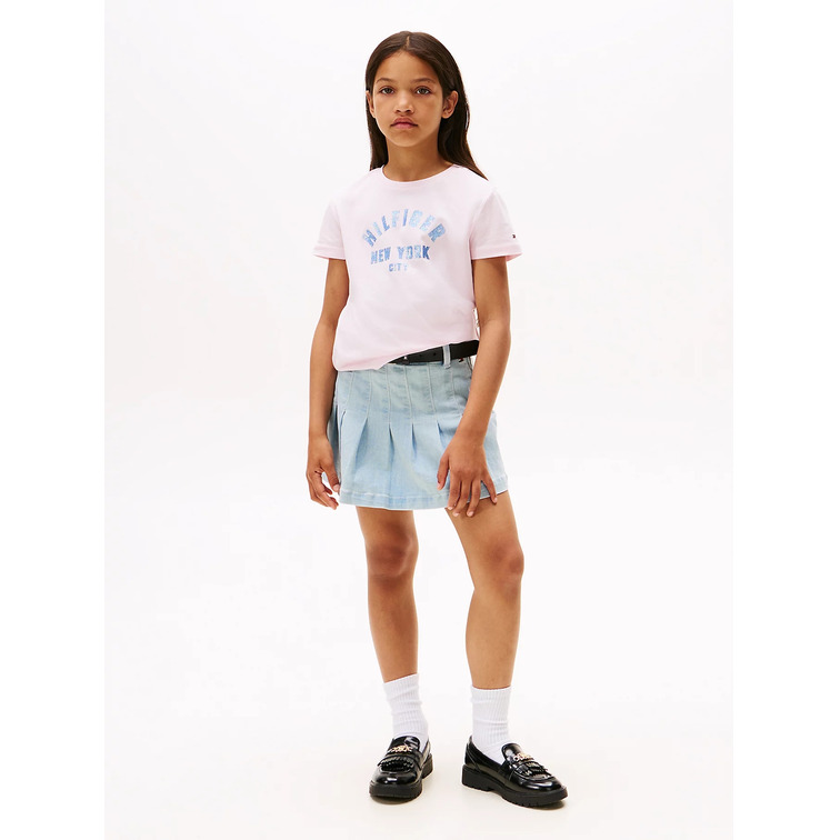 CAMISETA NIÑA TOMMY HILFIGER LOGO NYC CON PURPURINA