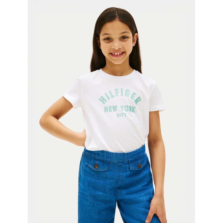 CAMISETA NIÑA TOMMY HILFIGER LOGO NYC CON PURPURINA