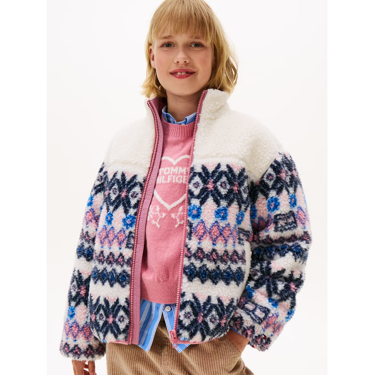 CHAQUETA TEDDY NIÑA TOMMY HILFIGER CON DISEÑO FAIR ISLE