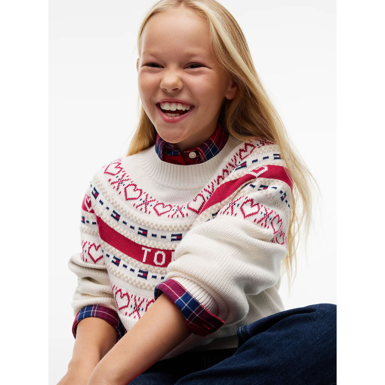 JERSEY NIÑA  TOMMY HILFIGER INTARSIA SWEATER