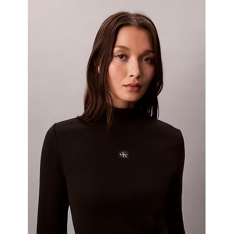 JERSEY MUJER CALVIN KLEIN W LS WOVEN LABEL TURTLENECK