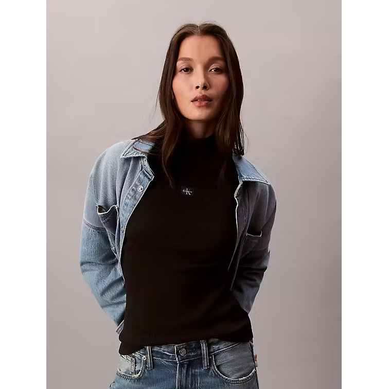 JERSEY MUJER CALVIN KLEIN W LS WOVEN LABEL TURTLENECK