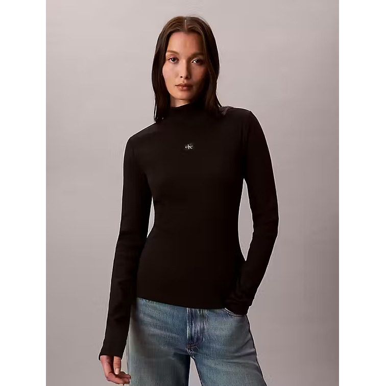 JERSEY MUJER CALVIN KLEIN W LS WOVEN LABEL TURTLENECK