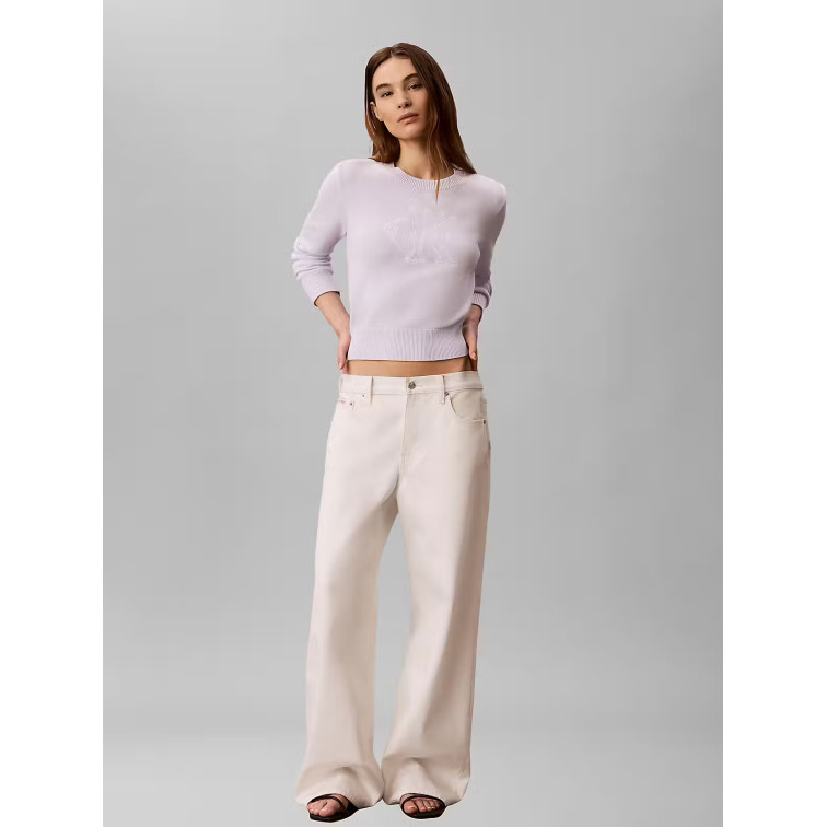 JERSEY MUJER  CALVIN KLEIN W LOGO OUTLINE LS TOP