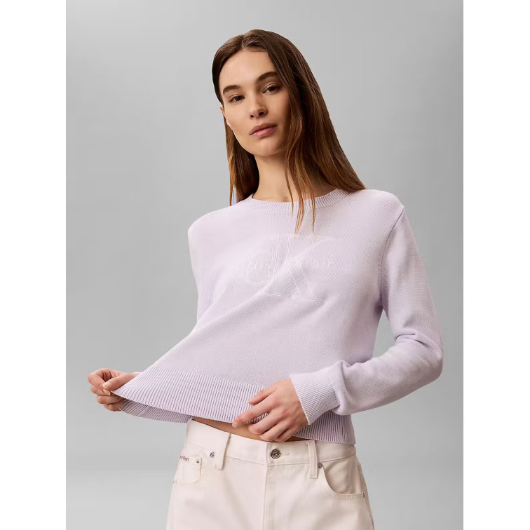 JERSEY MUJER  CALVIN KLEIN W LOGO OUTLINE LS TOP