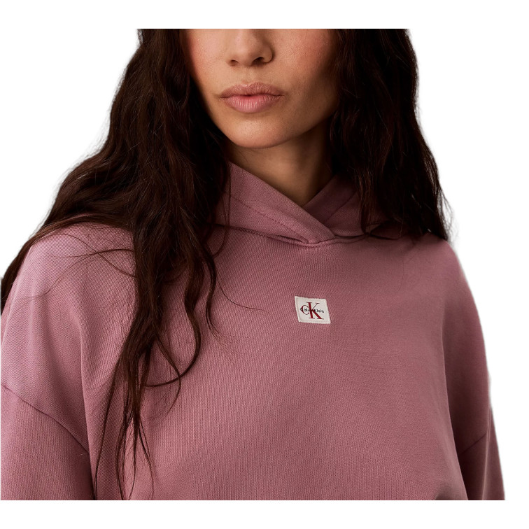 SUDADERA MUJER  CALVIN KLEIN W LS WOVEN LABEL TERRY PO HOOD