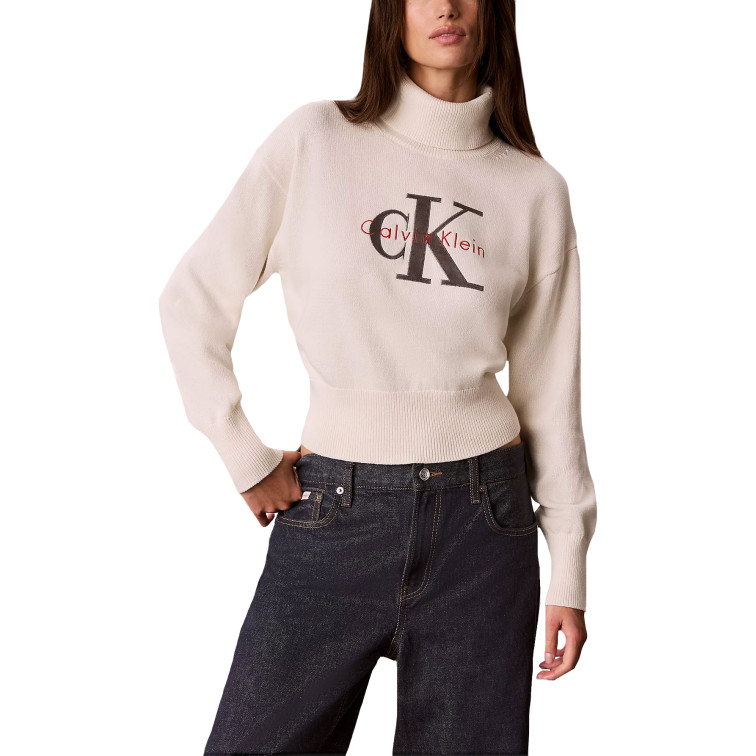 MUJER W LS LOGO TNECK PULLOVER YAS