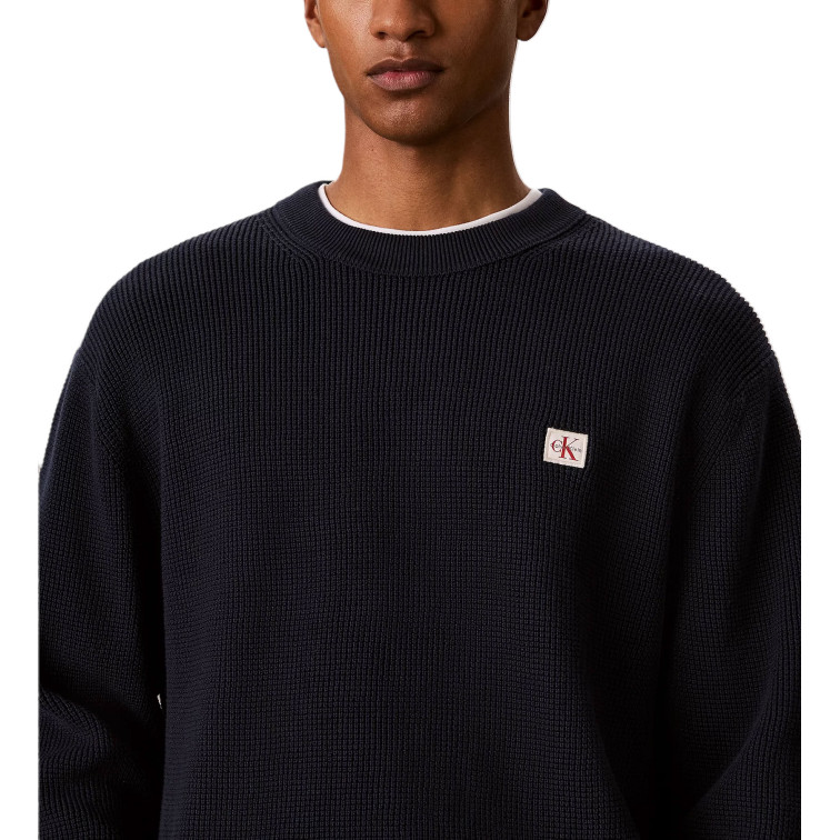 JERSEY HOMBRE  CALVIN KLEIN LS CLSC CTTN WFL CRWNK SWTR 9G