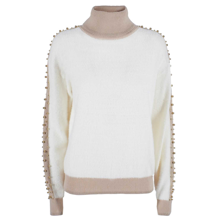 JERSEY DE CUELLO VUELTO CON PERLAS MUJER YESZEE