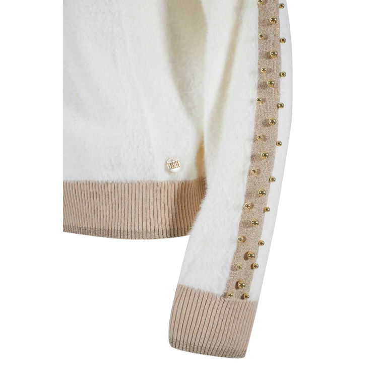 JERSEY DE CUELLO VUELTO CON PERLAS MUJER YESZEE