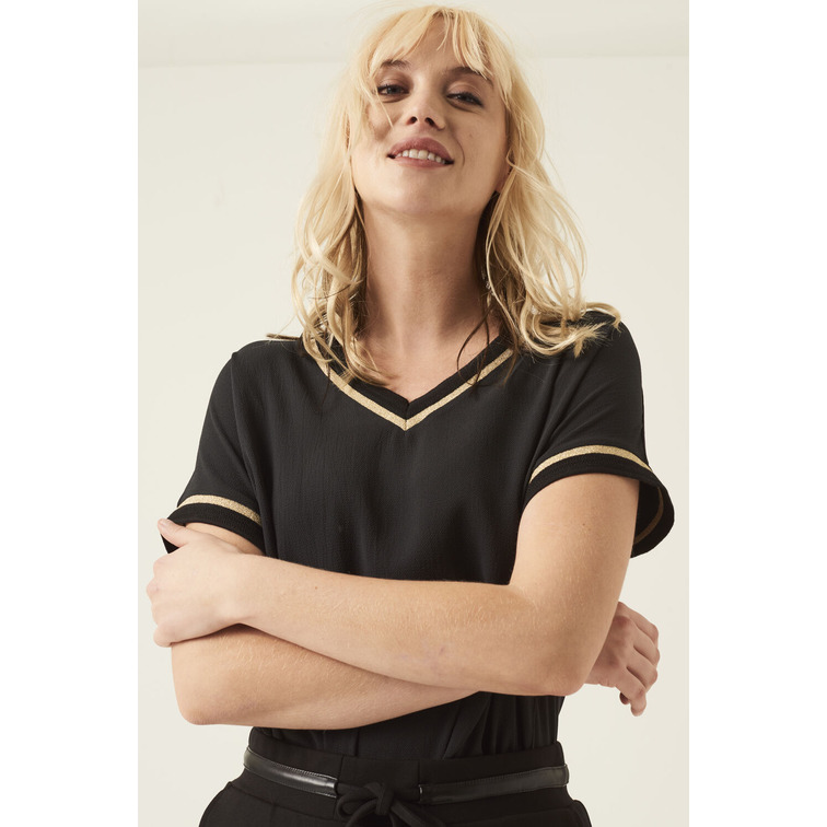 CAMISETA CON DETALLES DORADOS MUJER GARCIA JEANS