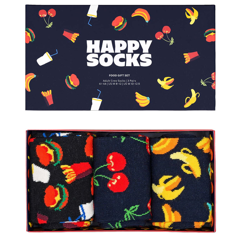 CAJA REGALO 3 CALCETINES HAPPY SOCKS TEMATICA COMIDA
