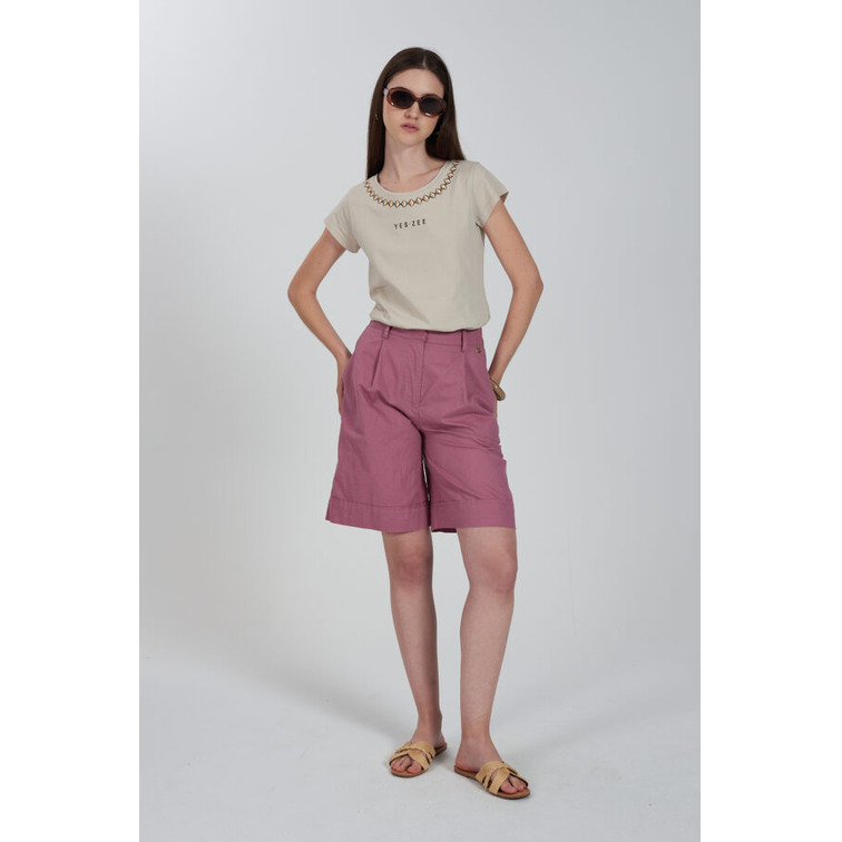 MUJER BERMUDA DONNA IN MISTO LINO CO 0437