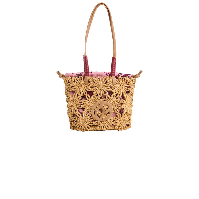 BOLSO DE RAFIA MUJER PEPE JEANS CON DETALLES FLORALES