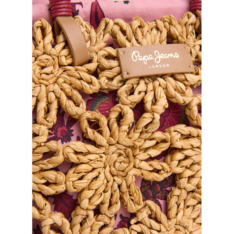 BOLSO DE RAFIA MUJER PEPE JEANS CON DETALLES FLORALES