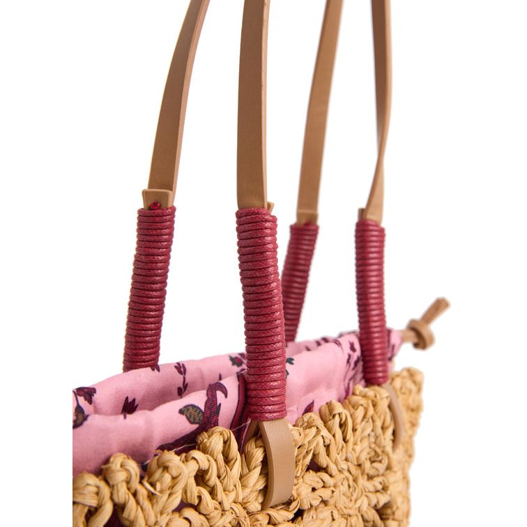 BOLSO DE RAFIA MUJER PEPE JEANS CON DETALLES FLORALES