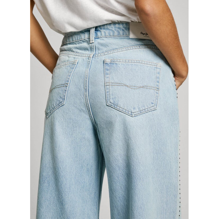 VAQUERO ANCHO MUJER PEPE JEANS CON TACHUELAS TIRO MEDIO