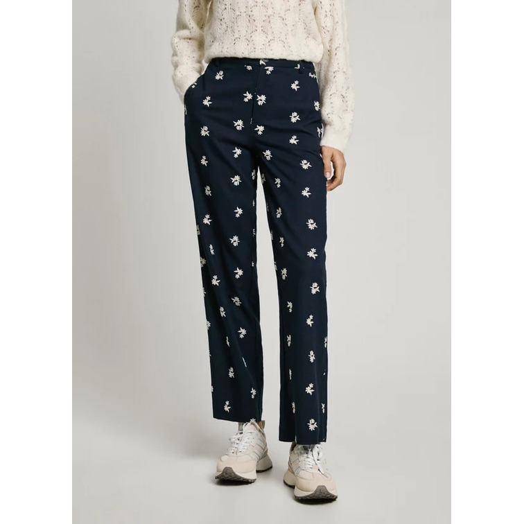 PANTALÓN CHINO MUJER PEPE JEANS CON FLORES BORDADAS