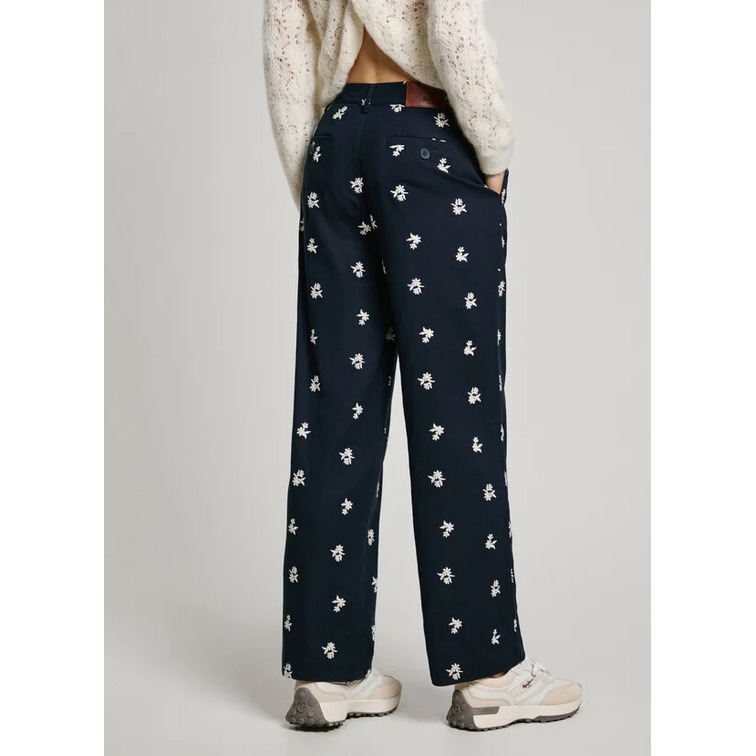 PANTALÓN CHINO MUJER PEPE JEANS CON FLORES BORDADAS