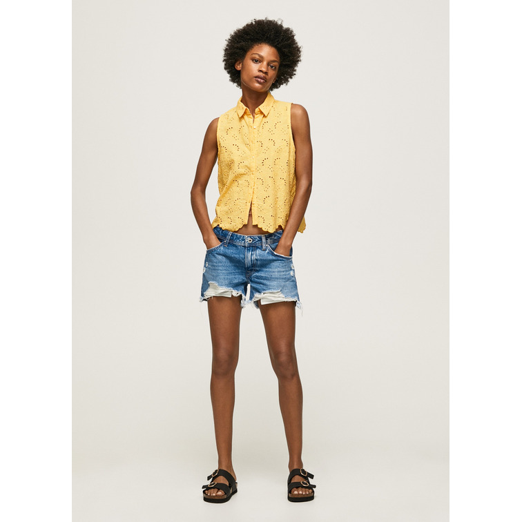 CAMISA MANGA SISA DETALLES CALADOS MUJER PEPE JEANS ERIS