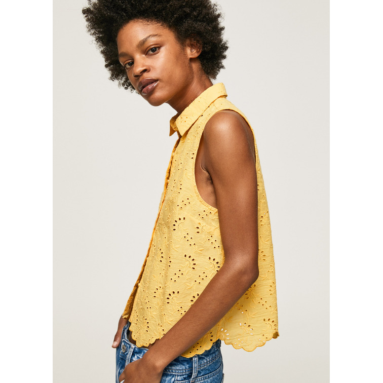CAMISA MANGA SISA DETALLES CALADOS MUJER PEPE JEANS ERIS