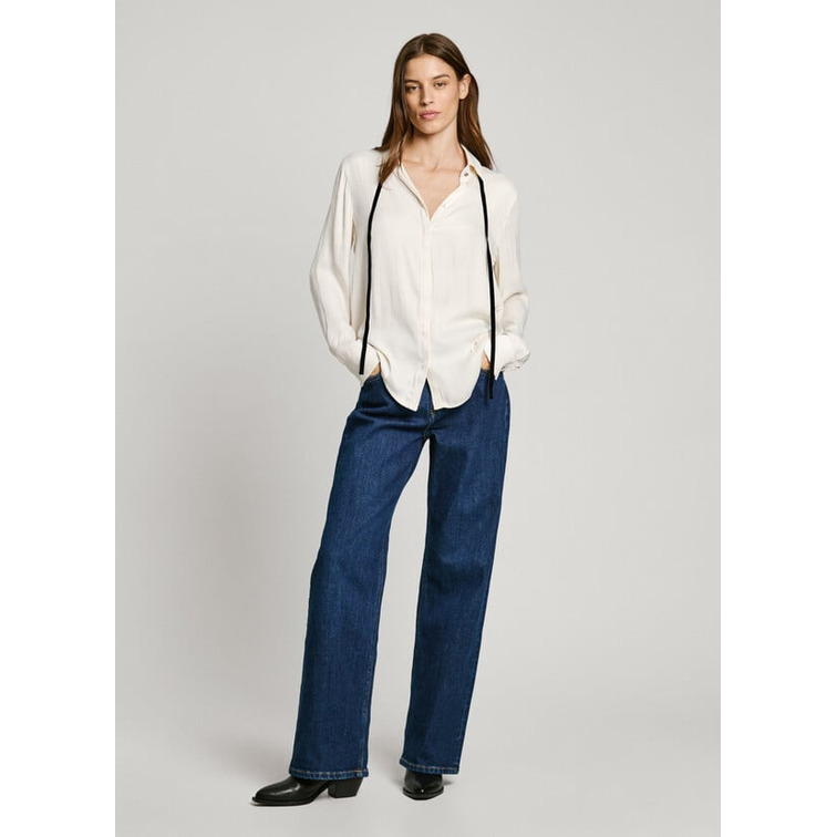 CAMISA SATÉN MUJER PEPE JEANS LAZO TERCIOPELO