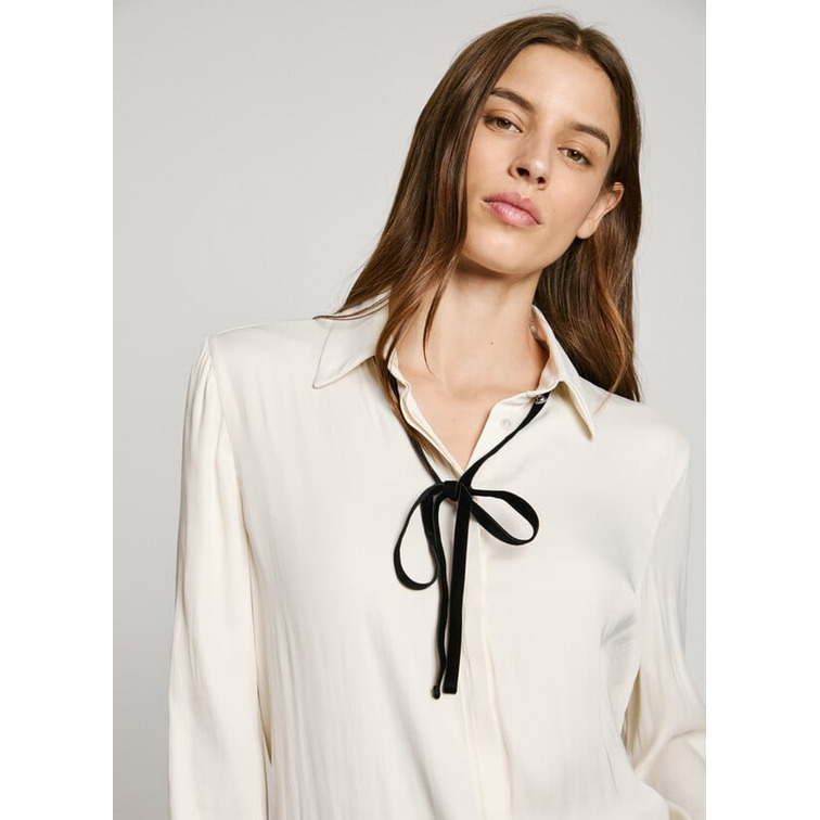 CAMISA SATÉN MUJER PEPE JEANS LAZO TERCIOPELO