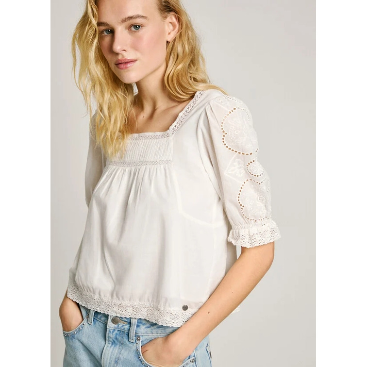 BLUSA VOILE MUJER PEPE JEANS DETALLES BORDADOS