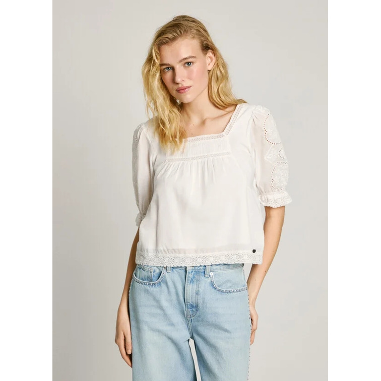 BLUSA VOILE MUJER PEPE JEANS DETALLES BORDADOS