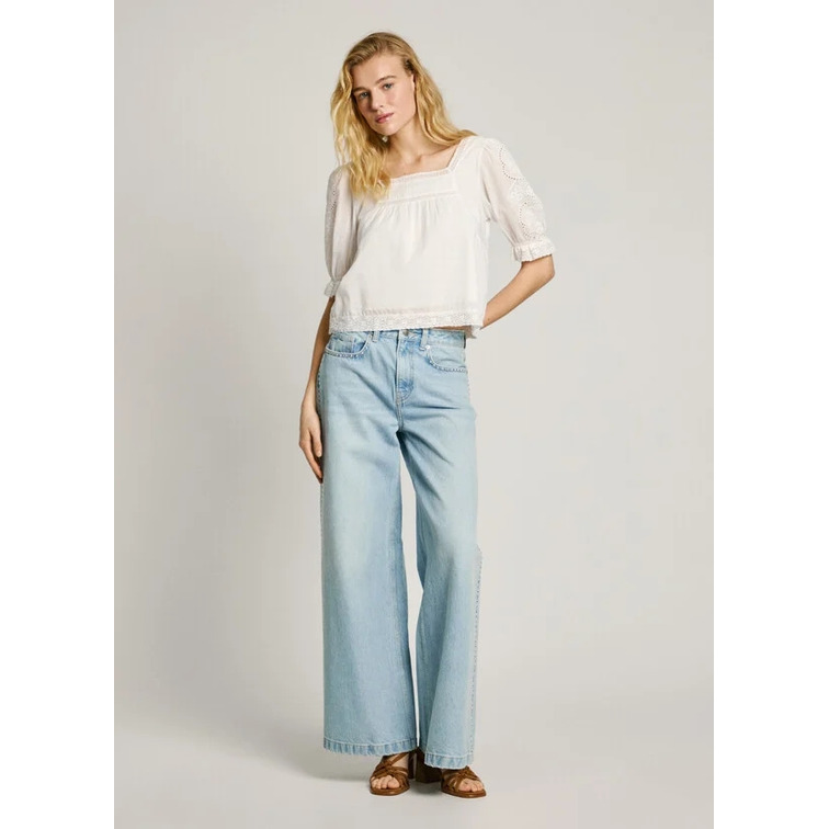 BLUSA VOILE MUJER PEPE JEANS DETALLES BORDADOS