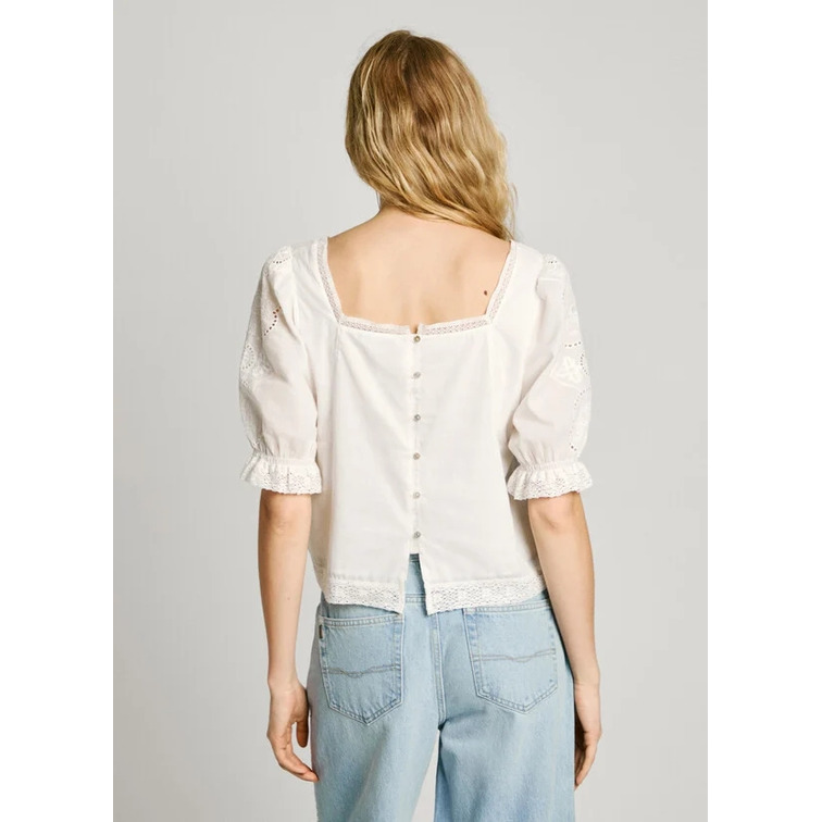 BLUSA VOILE MUJER PEPE JEANS DETALLES BORDADOS
