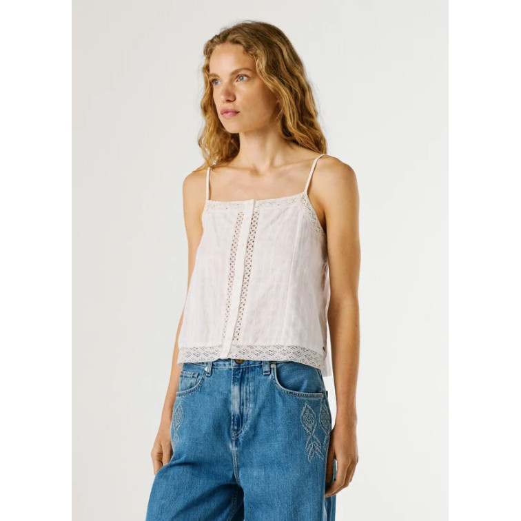 TOP TIRANTES MUJER PEPE JEANS DETALLES CALADOS