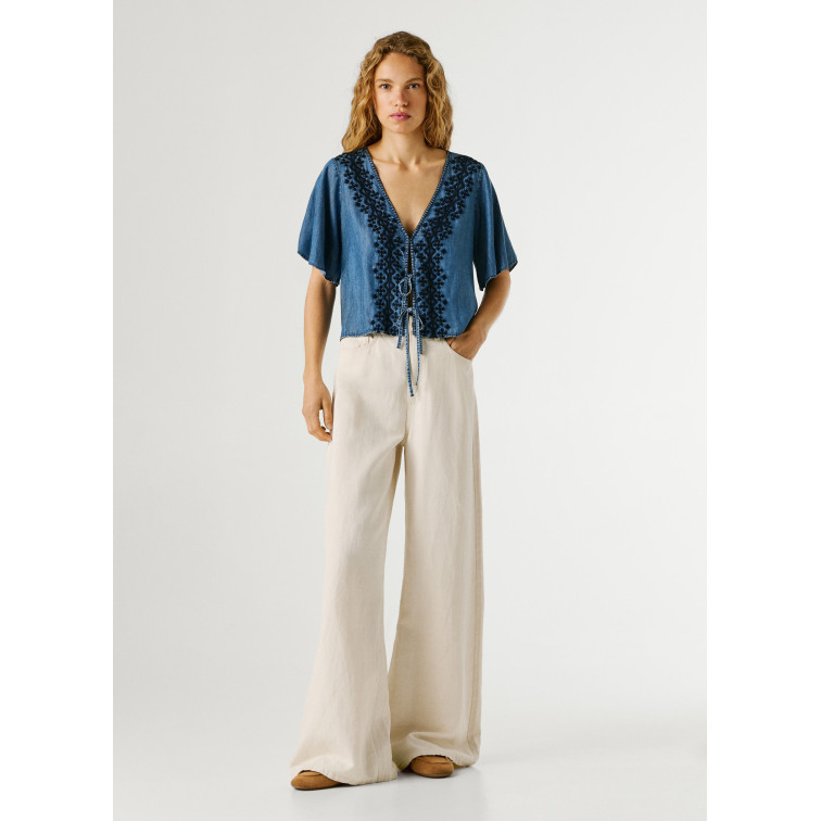 BLUSA FLUIDA MUJER PEPE JEANS CON DETALLES BORDADOS