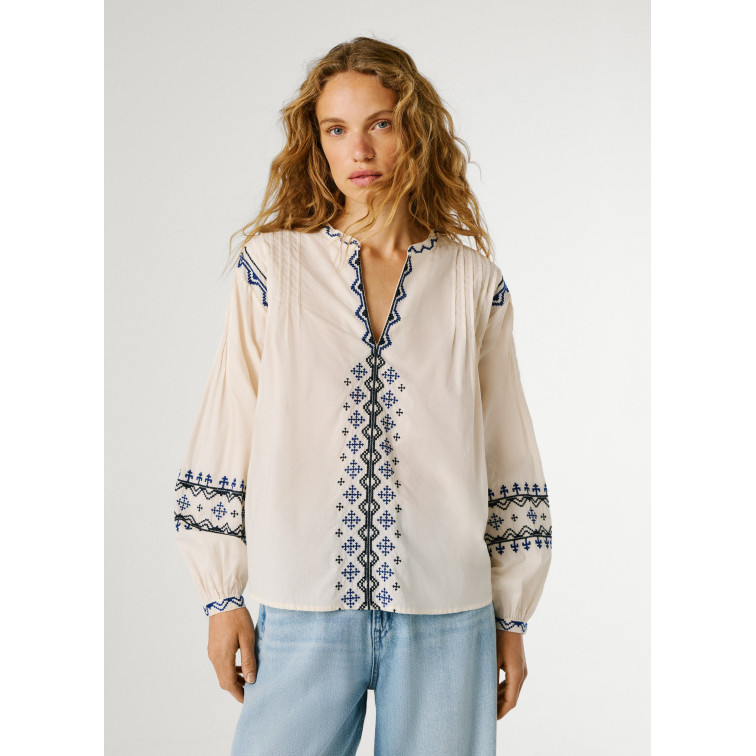 BLUSA MUJER PEPE JEANS CON DETALLES BORDADOS