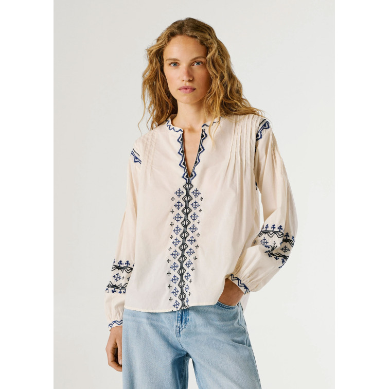 BLUSA MUJER PEPE JEANS CON DETALLES BORDADOS