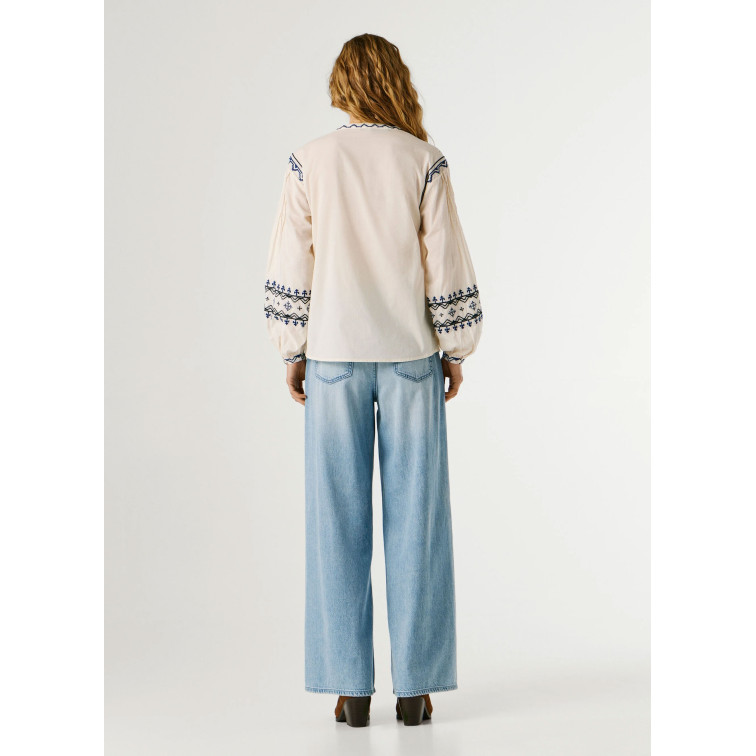 BLUSA MUJER PEPE JEANS CON DETALLES BORDADOS