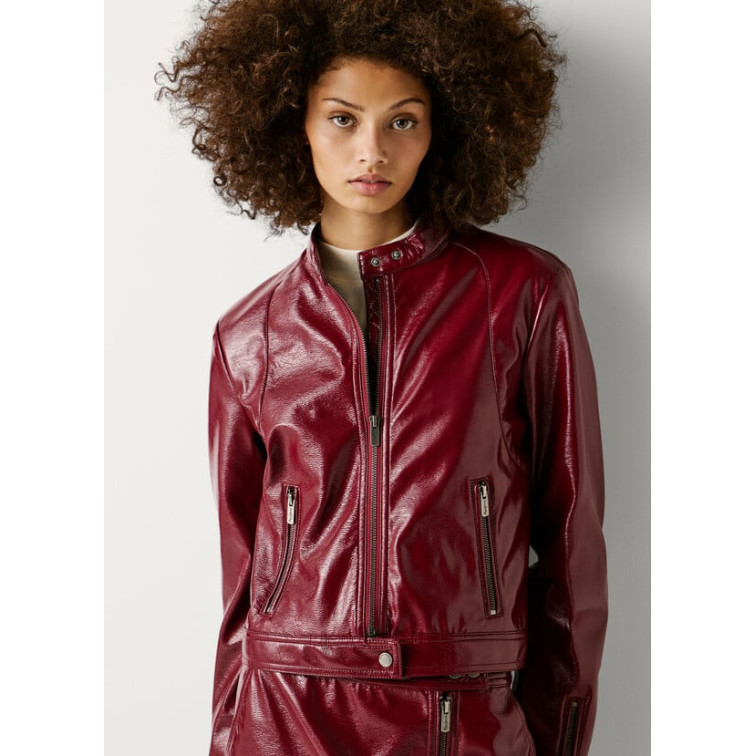 CAZADORA BIKER MUJER PEPE JEANS EN CHAROL