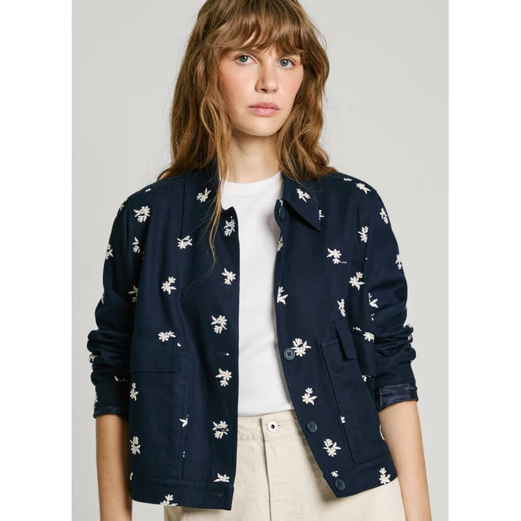 CAZADORA MUJER PEPE JEANS CON FLORES BORDADAS