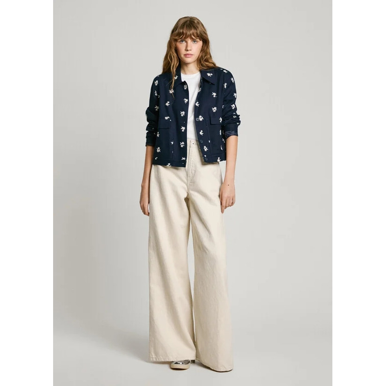 CAZADORA MUJER PEPE JEANS CON FLORES BORDADAS