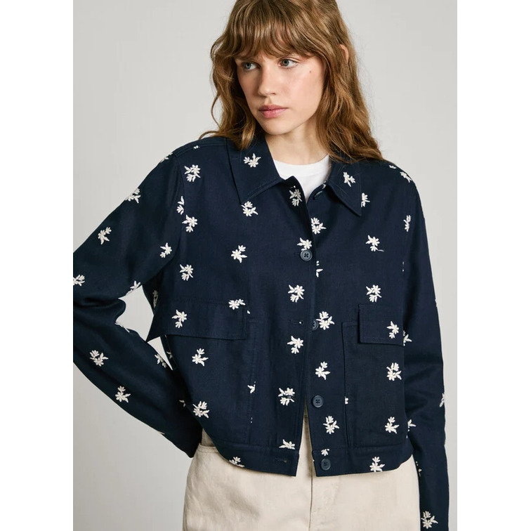 CAZADORA MUJER PEPE JEANS CON FLORES BORDADAS