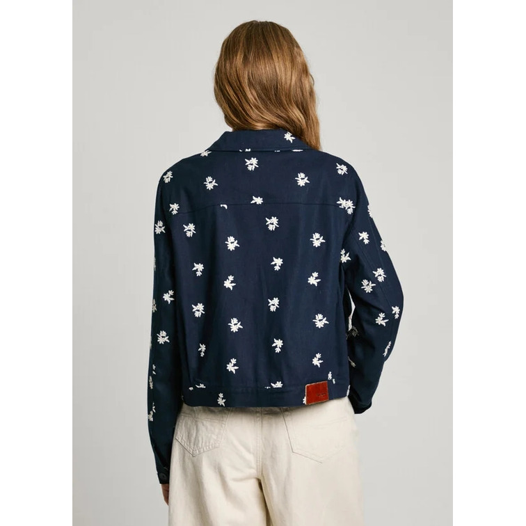 CAZADORA MUJER PEPE JEANS CON FLORES BORDADAS